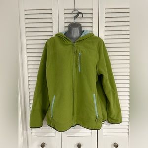 Old Navy hooded fleece full front zip “perfect fit”jacket- lime green/aqua XXL